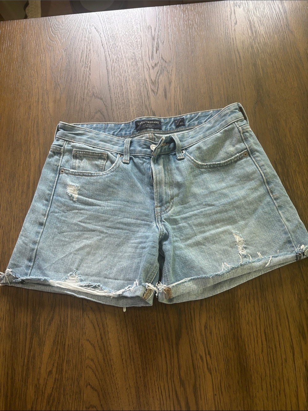 Lucky Brand Washed Light Blue Distressed Denim Cutoff Shorts